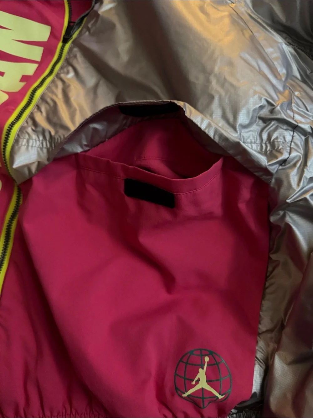 Jordan Pink and Silver Jacket with Yellow Accents